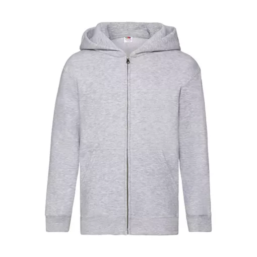 Gyerek Pulóver Kapucnis Hosszú ujjú Fruit of the Loom Premium Kids Hooded Sweat Jacket   Heathe