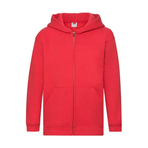 Gyerek Pulóver Kapucnis Hosszú ujjú Fruit of the Loom Premium Kids Hooded Sweat Jacket   Piros