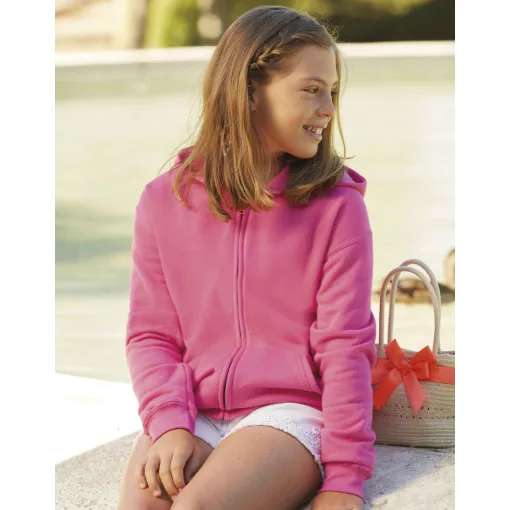 Gyerek Pulóver Kapucnis Hosszú ujjú Fruit of the Loom Classic Hooded Sweat Jacket Kids   Piros