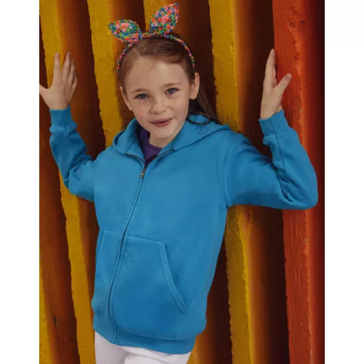 Gyerek kapucnis hosszú ujjú pulóver Fruit of the Loom Kids\' Classic Hooded Sweat Jacket 140 (9-