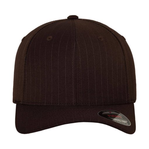 Uniszex  Sapka Flexfit Pinstripe Cap -S/M, Barna/Fehér