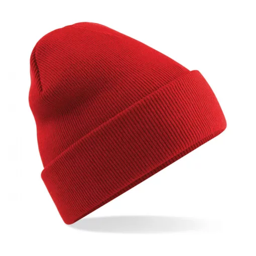 Uniszex téli sapka Beechfield Original Cuffed Beanie Egy méret, Világos piros