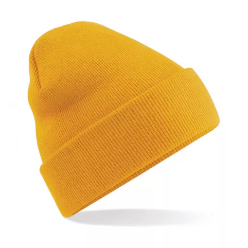 Uniszex téli sapka Beechfield B45 Original Cuffed Beanie Egy méret, Mustársárga