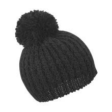 Női kötött sapka Result Caps Flute Pom Pom Hat Egy méret, Fekete