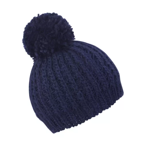 Női kötött sapka Result Caps Flute Pom Pom Hat Egy méret, Sötétkék (navy)