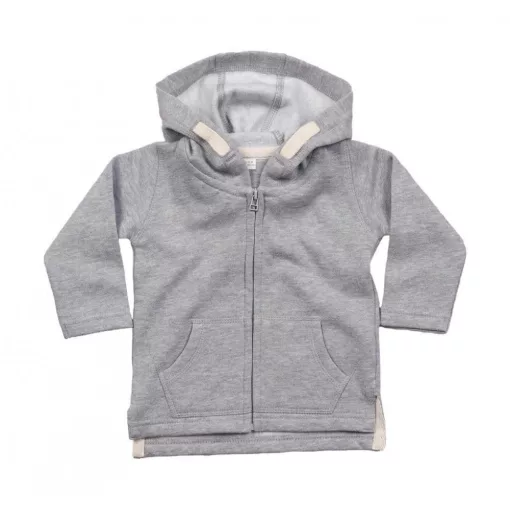 Gyerek kapucnis hosszú ujjú kabát BabyBugz Baby Hoodie 4-5 yrs, Heather Grey Melange