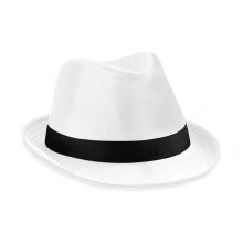 Női kalap Beechfield Fedora L/XL, Fehér/Fekete