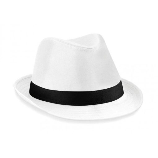Női kalap Beechfield Fedora L/XL, Fehér/Fekete