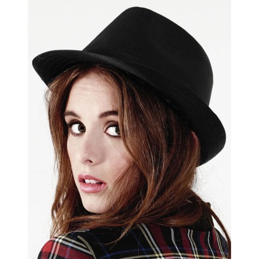 Női kalap Beechfield Fedora L/XL, Fehér/Fekete