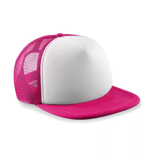 Gyerek sapka Beechfield Junior Vintage Snapback Trucker - One Size, Fuchsia/Fehér