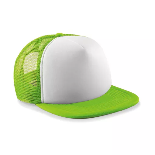 Gyerek sapka Beechfield Junior Vintage Snapback Trucker - One Size, Lime zöld/Fehér