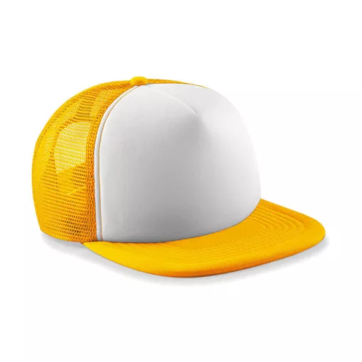 Gyerek sapka Beechfield Junior Vintage Snapback Trucker - One Size, Napraforgó sárga/Fehér