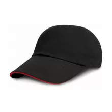 Gyerek sapka Result Caps Junior Brushed Cotton Cap Egy méret, Fekete/Piros