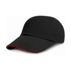 Gyerek sapka Result Caps Junior Brushed Cotton Cap Egy méret, Fekete/Piros