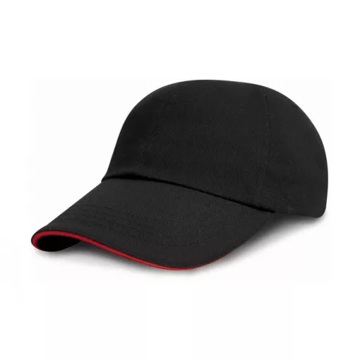 Gyerek sapka Result Caps Junior Brushed Cotton Cap Egy méret, Fekete/Piros