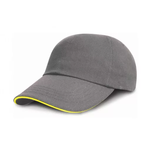 Gyerek sapka Result Caps Junior Brushed Cotton Cap Egy méret, Szürke/Sárga
