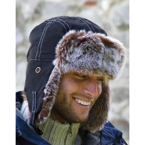 Uniszex téli Usánka sapka Result Caps Classic Sherpa Hat M, Midnight Sötétkék (navy)