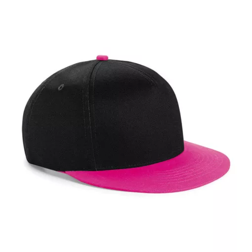 Uniszex sapka Beechfield Youth Size Snapback - One Size, Fekete/Fuchsia