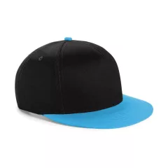 Uniszex sapka Beechfield Youth Size Snapback - One Size, Fekete/Surf Kék