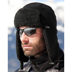   Uniszex téli Usánka sapka Result Thinsulate Sherpa Hat S, Fekete