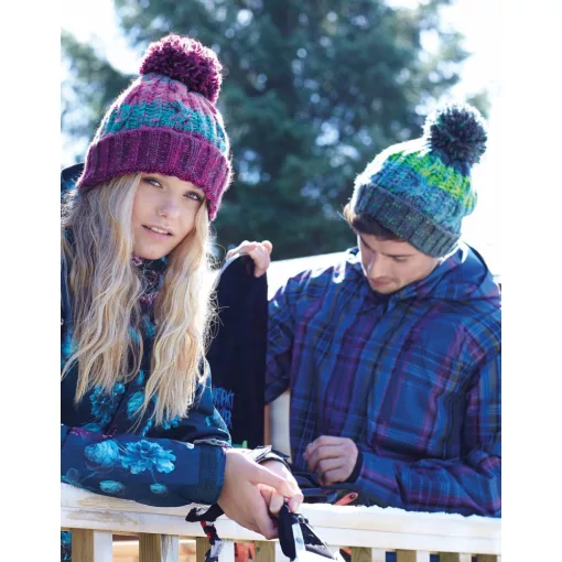 Uniszex téli kötött sapka Beechfield Corkscrew Pom Pom Beanie B486