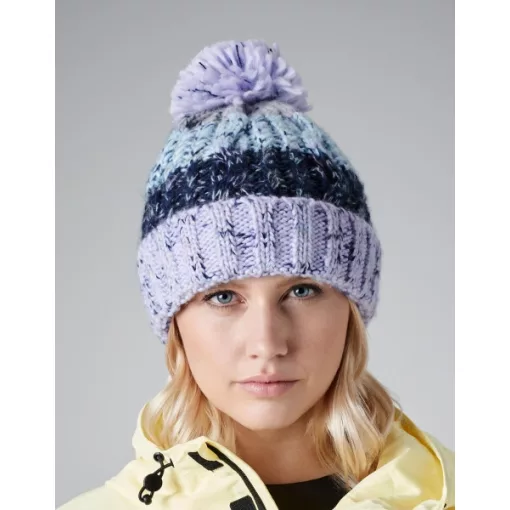 Uniszex téli kötött sapka Beechfield Corkscrew Pom Pom Beanie B486 Milkshake Mix