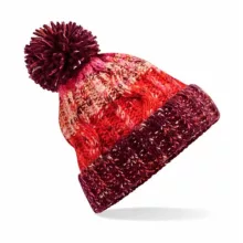Uniszex téli kötött sapka Beechfield Corkscrew Pom Pom Beanie B486 Cherry Sherbet