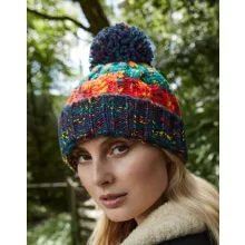 Uniszex téli kötött sapka Beechfield Corkscrew Pom Pom Beanie B486 Cherry Sherbet