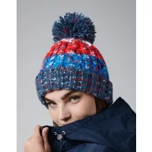 Uniszex téli kötött sapka Beechfield Corkscrew Pom Pom Beanie B486 Cherry Sherbet