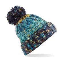 Uniszex téli kötött sapka Beechfield Corkscrew Pom Pom Beanie B486 Marine Splash