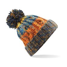 Uniszex téli kötött sapka Beechfield Corkscrew Pom Pom Beanie B486 Retro Blues