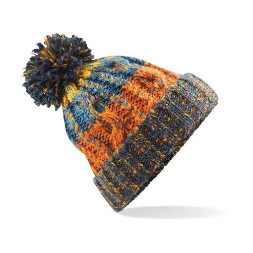 Uniszex téli kötött sapka Beechfield Corkscrew Pom Pom Beanie B486 Retro Blues