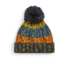 Uniszex téli kötött sapka Beechfield Corkscrew Pom Pom Beanie B486 Retro Blues