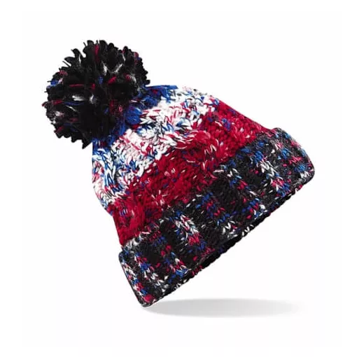 Uniszex téli kötött sapka Beechfield Corkscrew Pom Pom Beanie B486 Retro Blues