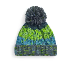 Uniszex téli kötött sapka Beechfield Corkscrew Pom Pom Beanie B486 Electric Grey