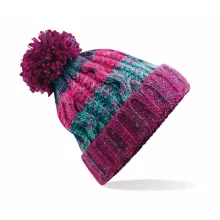 Uniszex téli kötött sapka Beechfield Corkscrew Pom Pom Beanie B486 Winter Berries
