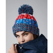 Uniszex téli kötött sapka Beechfield Corkscrew Pom Pom Beanie B486 Winter Berries