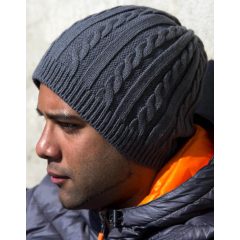Uniszex téli sapka Result Mariner Knitted Hat Egy méret, Szürke/Fekete