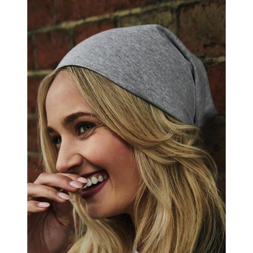 Uniszex téli sapka Beechfield Hemsedal Cotton Slouch Beanie B368 Fekete