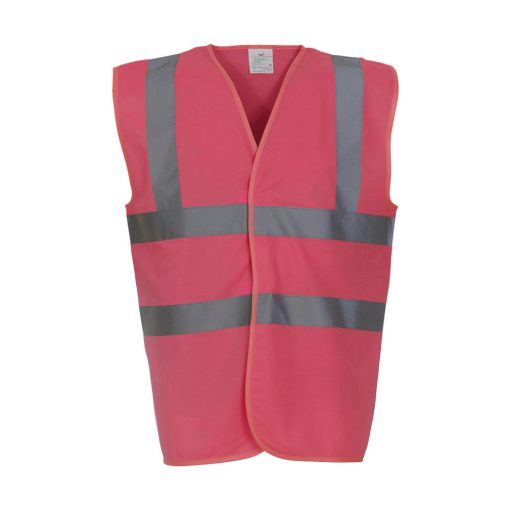 Uniszex ujjatlan Biztonsági mellény Yoko Fluo 2 Band-Brace Waistcoat XL, Rózsaszín