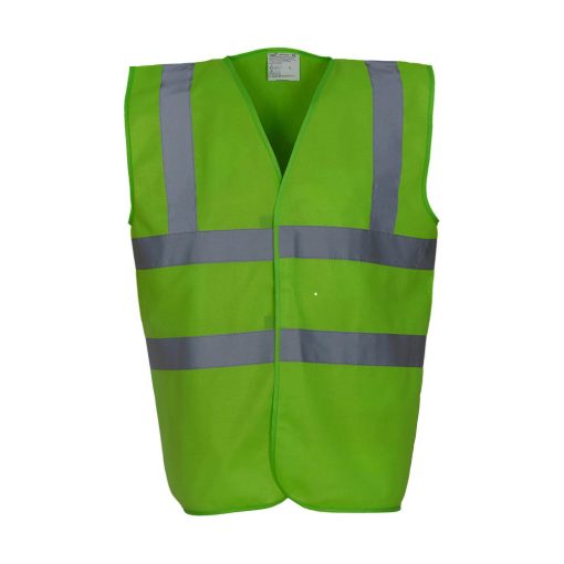 Uniszex ujjatlan Biztonsági mellény Yoko Fluo 2 Band-Brace Waistcoat XL, Lime zöld