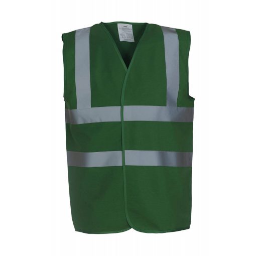 Uniszex ujjatlan Biztonsági mellény Yoko Fluo 2 Band-Brace Waistcoat XL, Mentős zöld