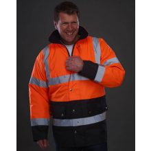 Uniszex fényvisszaverő ruha munkaruha Yoko Fluo 2 Tone Motorway Jacket M, Fluo Narancssárga/Söt