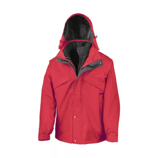 Uniszex Kabát Kapucnis  Result 3-in-1 Jacket with Fleece -S, Piros
