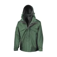 Uniszex Kabát Kapucnis  Result 3-in-1 Jacket with Fleece -2XL, Sötétzöld