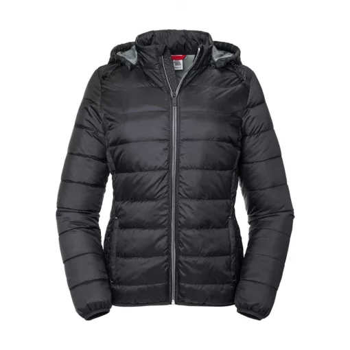 Női kapucnis hosszú ujjú kabát Russell Europe Ladies\' Hooded Nano Jacket XS, Fekete