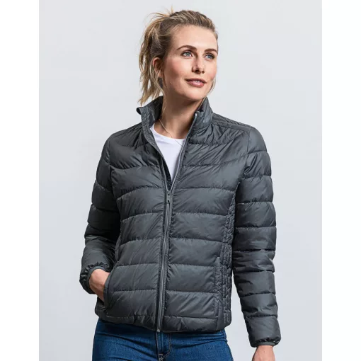 Női kapucnis hosszú ujjú kabát Russell Europe Ladies\' Hooded Nano Jacket 2XL, Fekete