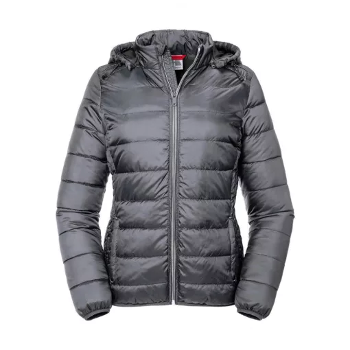 Női kapucnis hosszú ujjú kabát Russell Europe Ladies' Hooded Nano Jacket XS, Vasszürke