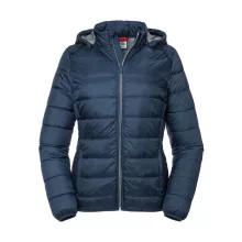 Női kapucnis hosszú ujjú kabát Russell Europe Ladies' Hooded Nano Jacket S, Sötétkék (navy)