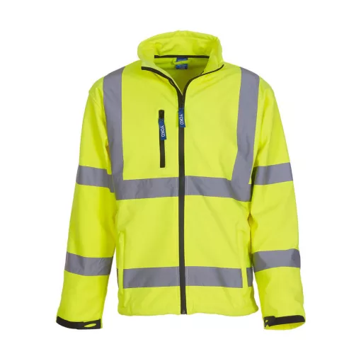 Uniszex Softshell munkaruha Yoko Fluo Softshell Jacket 4XL, Fluo Sárga